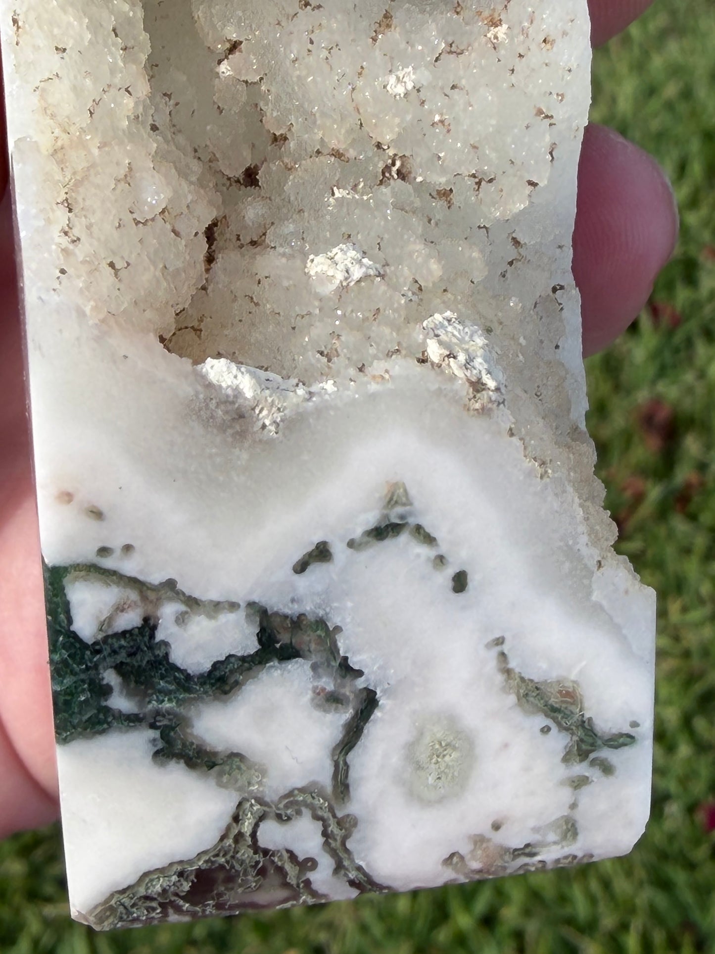 Moss Agate Druzy Tower – 12.5cm