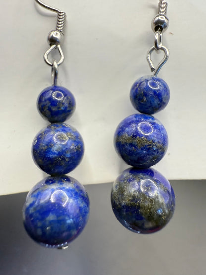 Lapis Lazuli Triple Bead Earrings