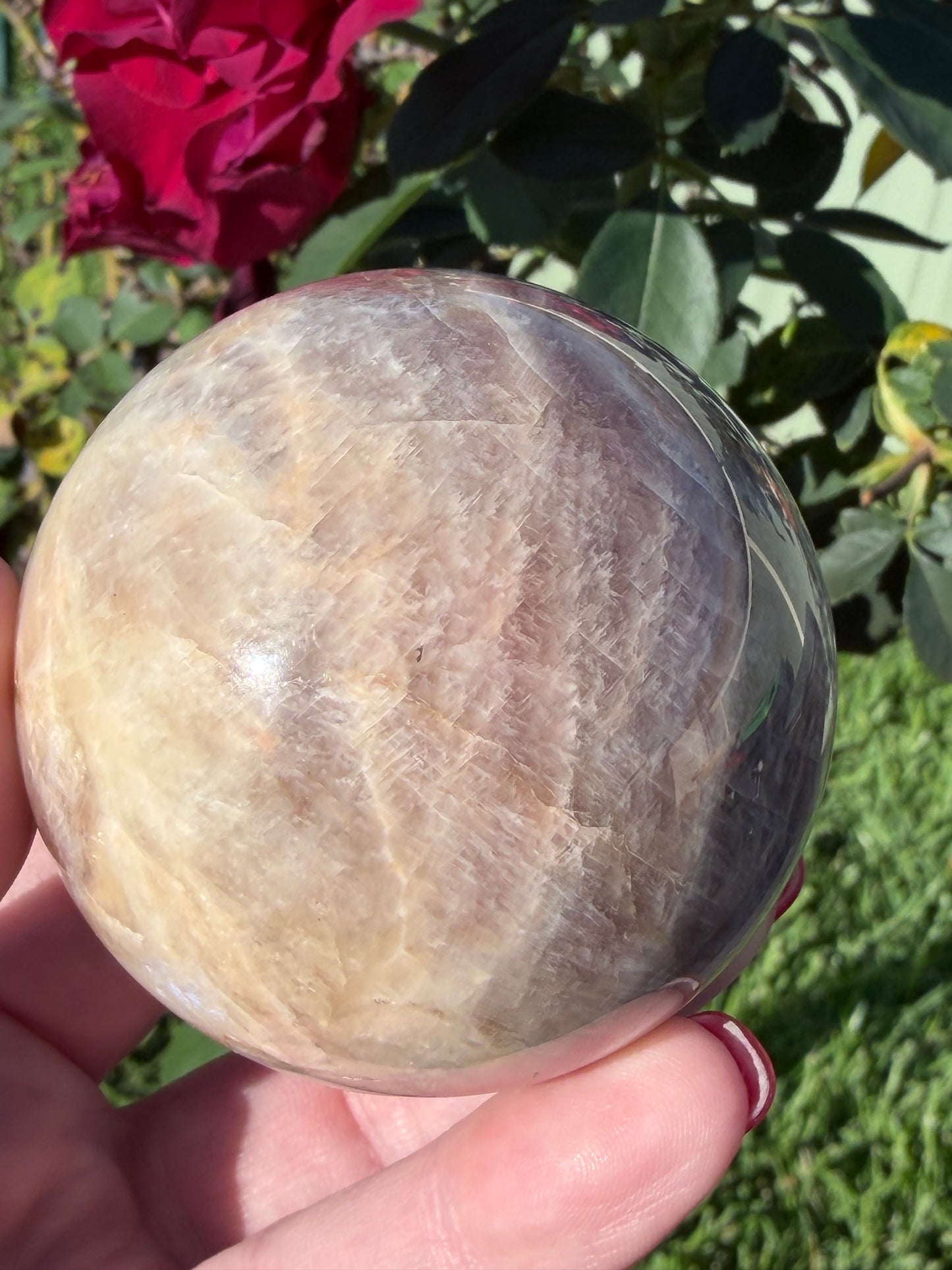 Blue Flash Moonstone Sphere – 6.2cm | 328g