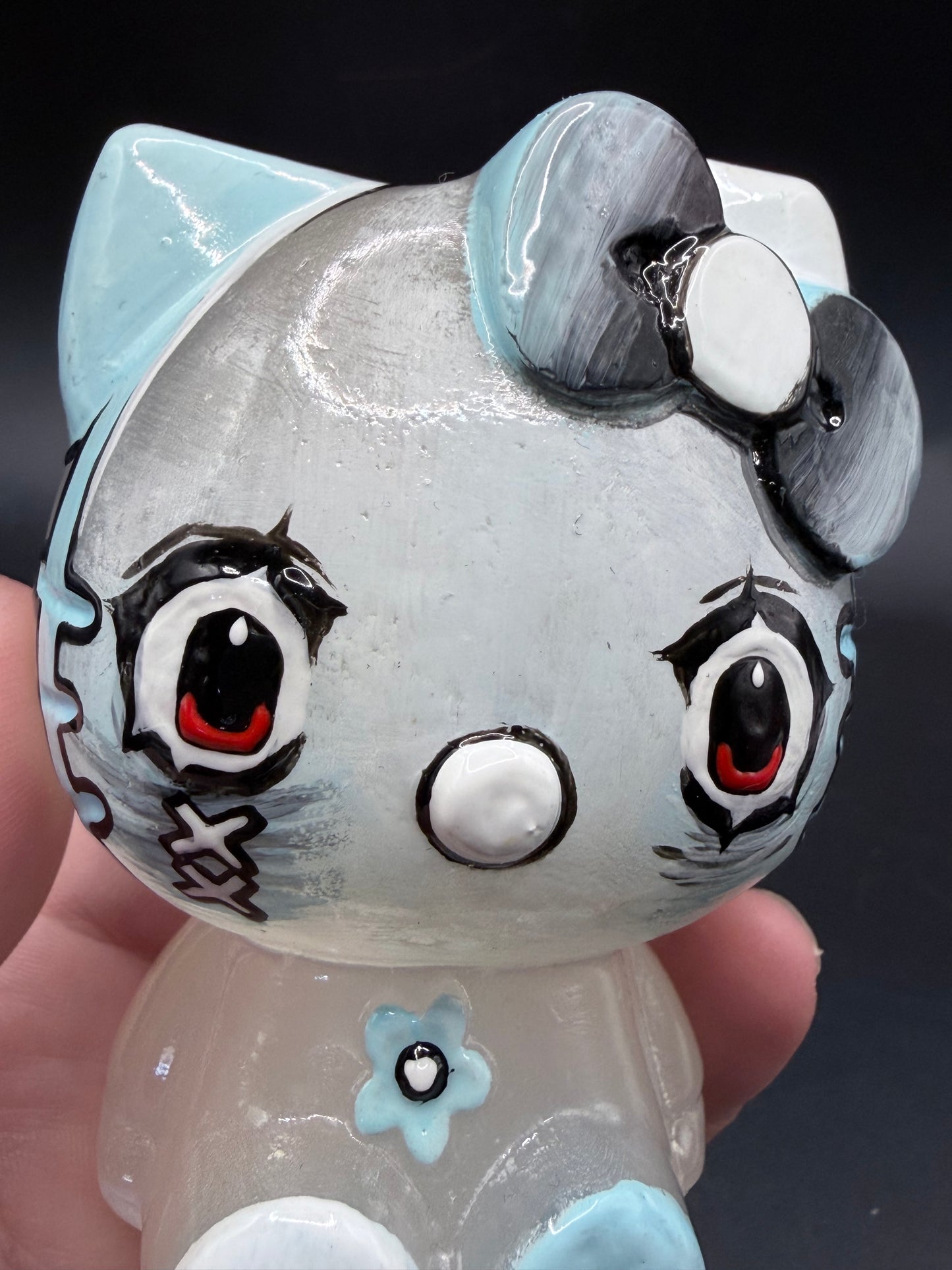 Hello Kitty Inspired Hand-Painted Selenite Figurine – Large