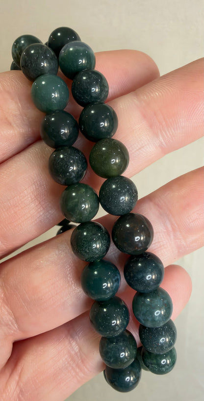 8mm Dark Moss Agate Bracelet