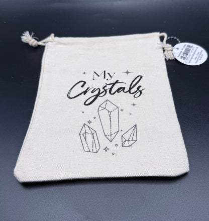 “My Crystals” Drawstring Pouch – Cotton Storage Bag (20cm)