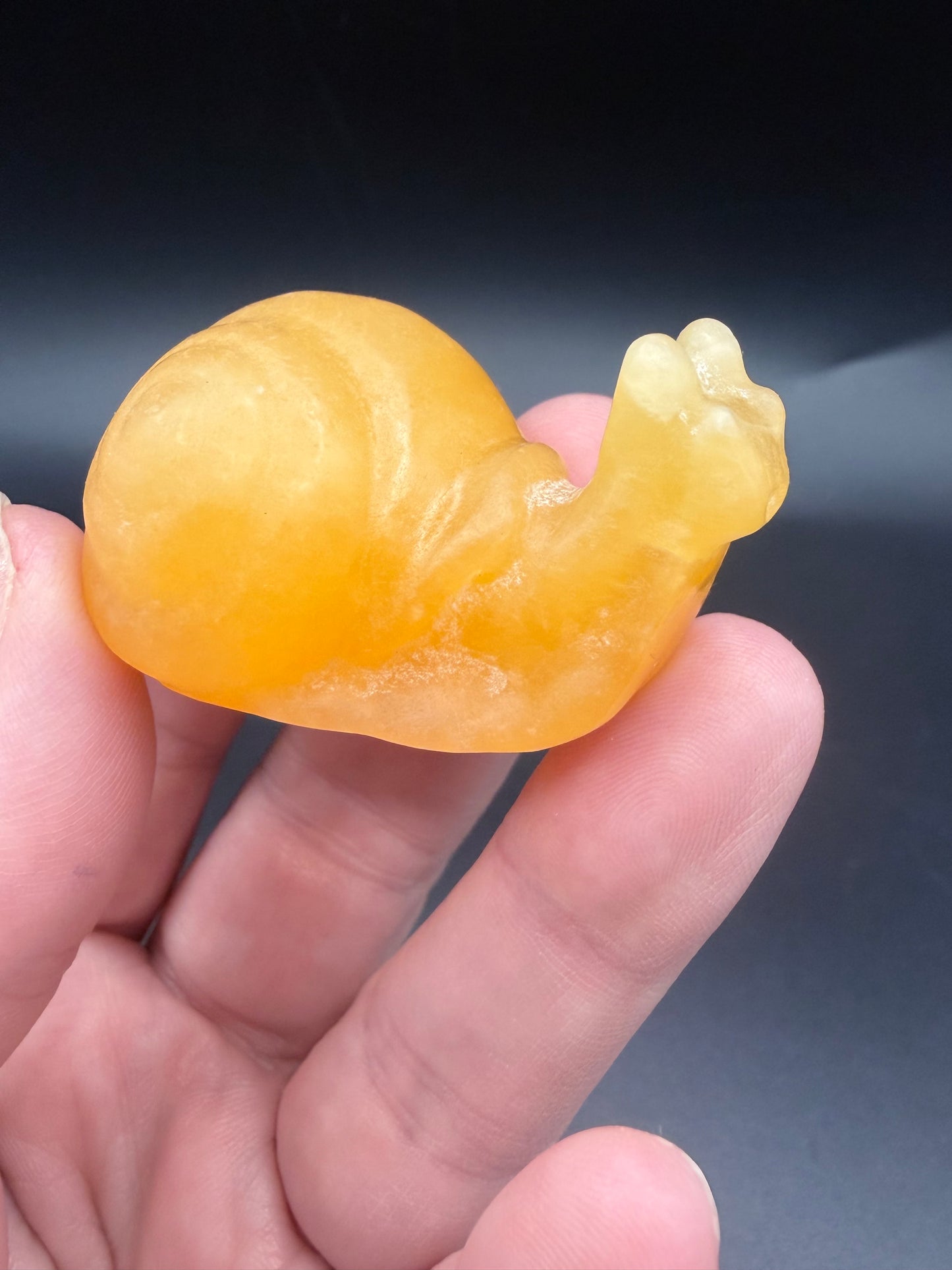 Orange Calcite Snail Carving – 5cm