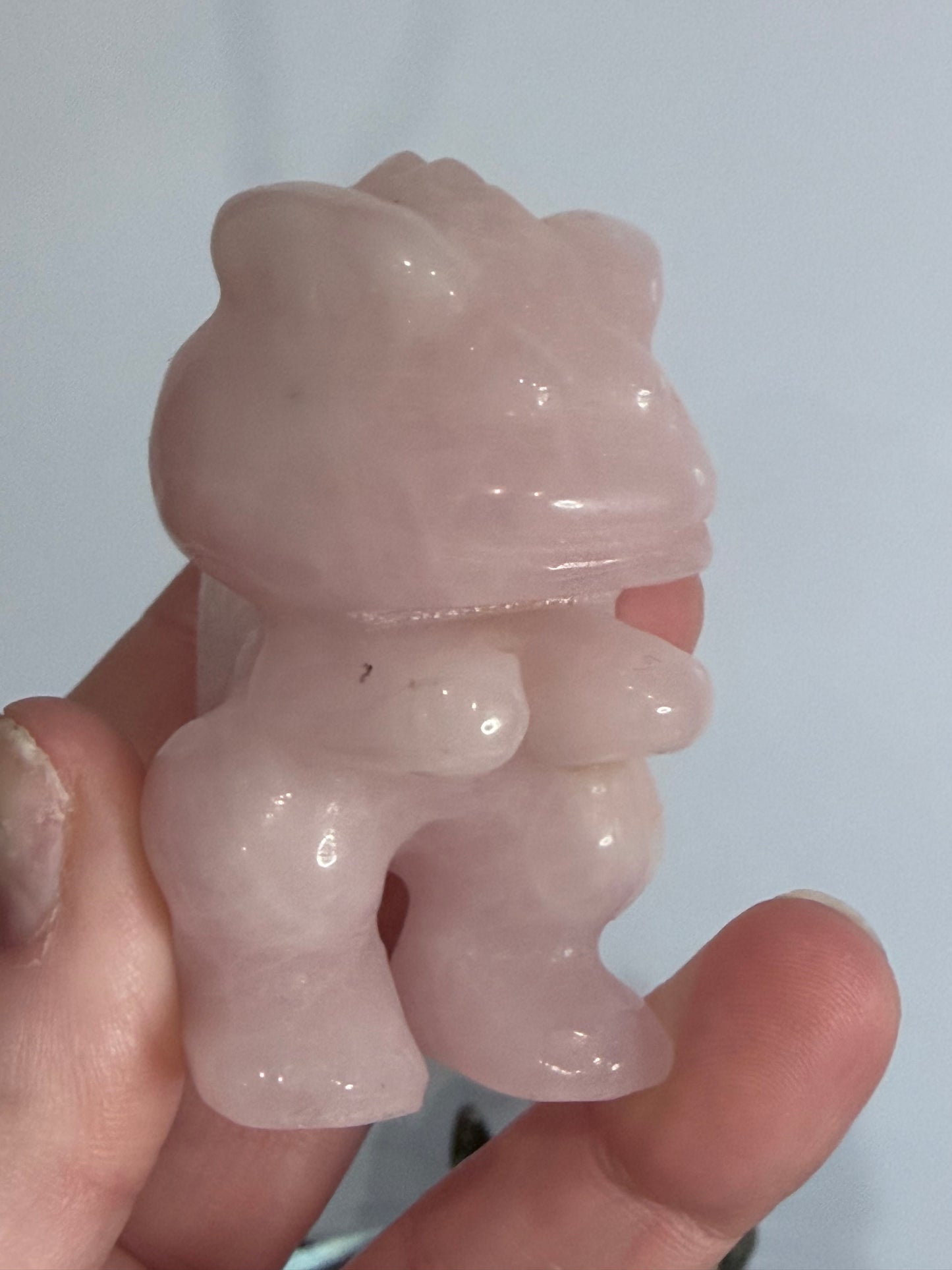 6cm T-Rex Rose Quartz Crystal Carving