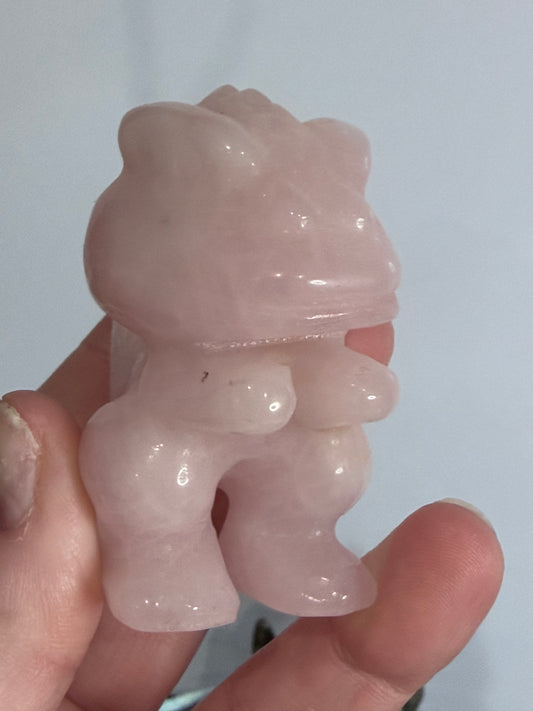 6cm T-Rex Rose Quartz Crystal Carving