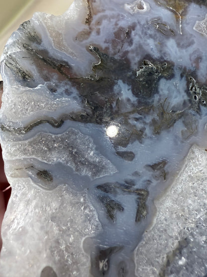 Moss Agate Slab on stand