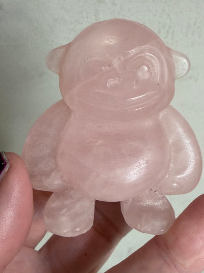 Rose Quartz Monkey Carving – 6cm