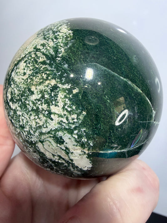 Moss Agate Sphere – 500g | 7.1cm
