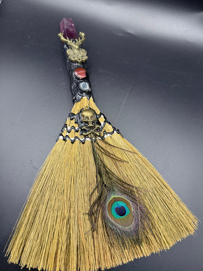 💜✨ Altar/witches Broom with Purple Fluorite Point ✨💜