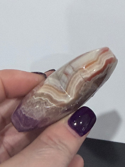 Amethyst & Banded Agate Heart 104g | 6.4 × 5.7 cm | Self-Standing H