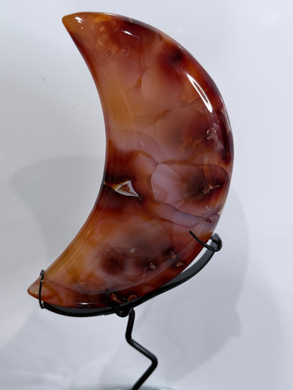 Carnelian Druzy Crescent Moon on Stand – 21cm