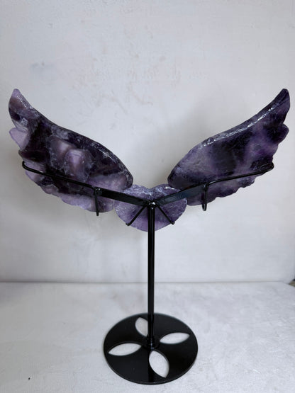 Amethyst Angel Wings with Heart on Stand – 25cm