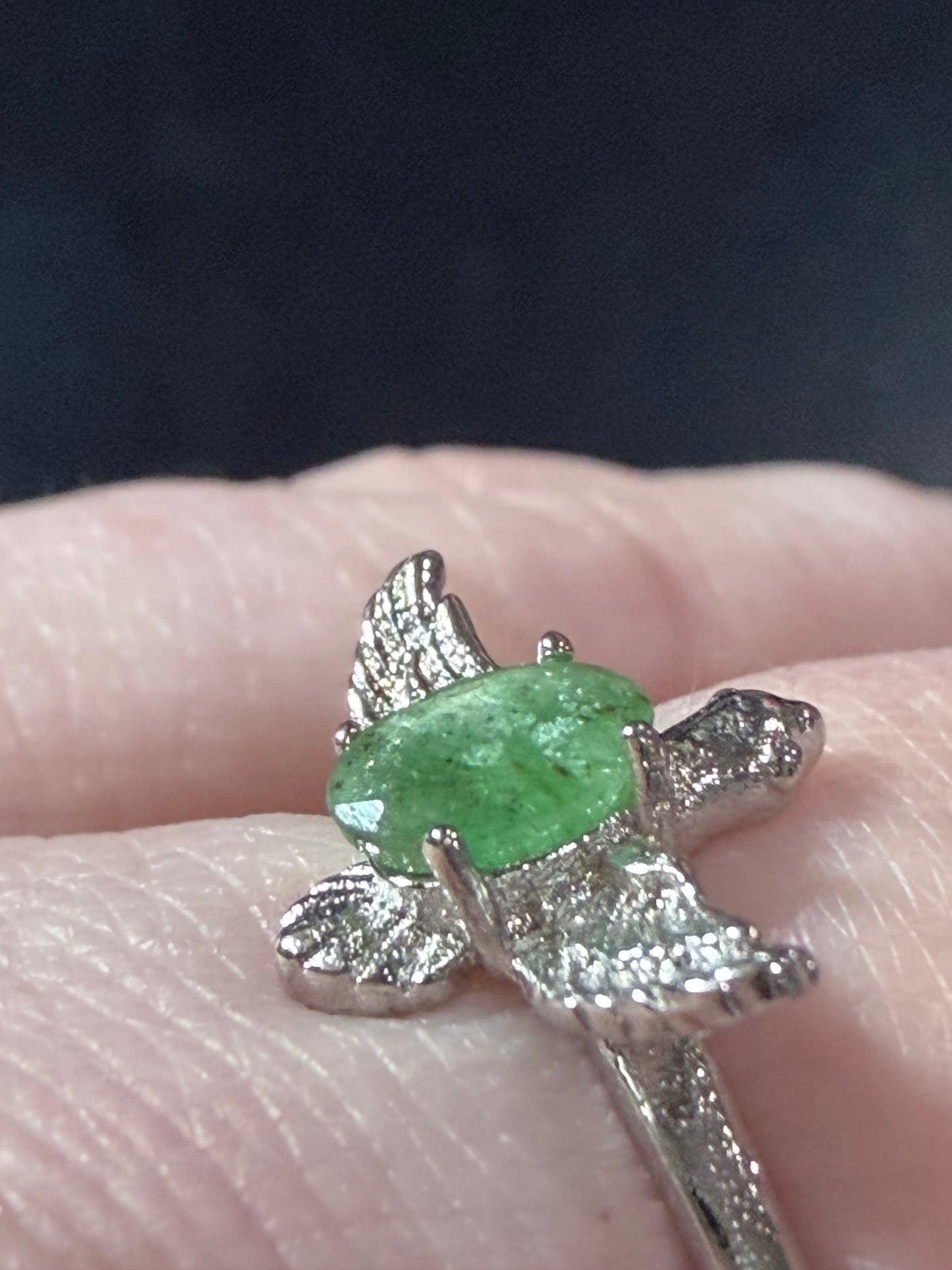 Adjustable Green Aventurine Bird Ring