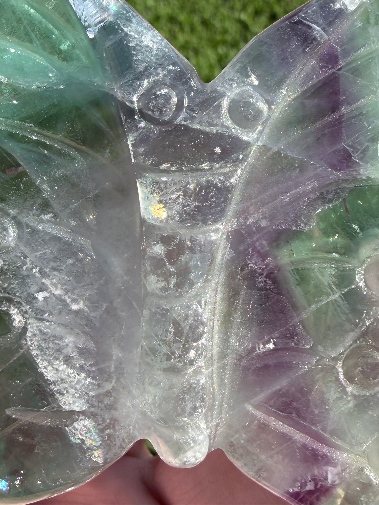 Rainbow Fluorite Butterfly Carving with Stand 7.3cm