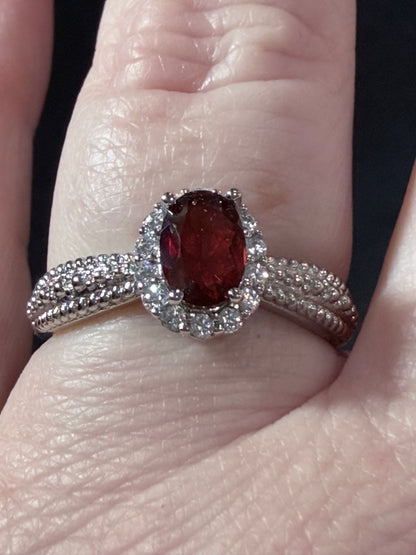 Adjustable Garnet Halo Ring