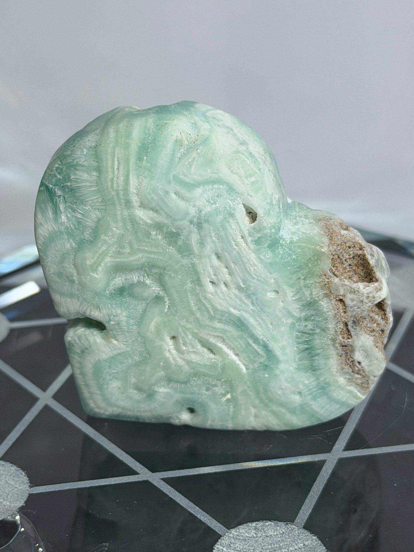 Blue Aragonite Heart – Self Standing B - 5.6cm