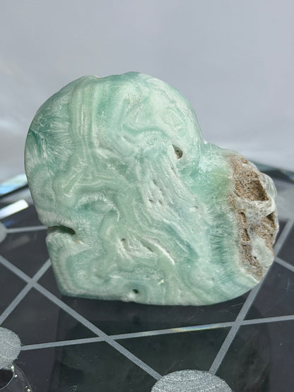 Blue Aragonite Heart – Self Standing B - 5.6cm