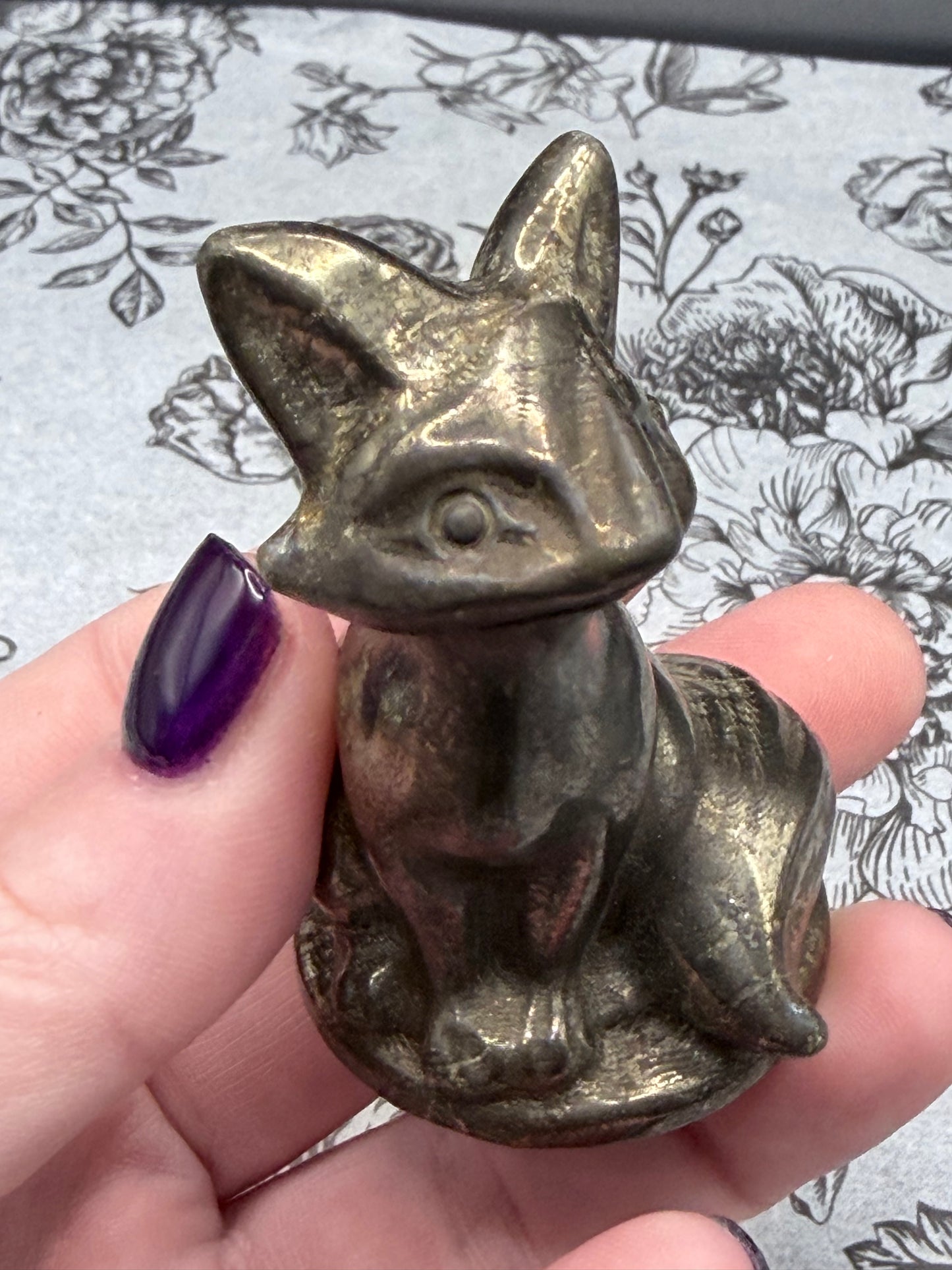 Pyrite Fox Carving (Polished) — 120g | 6.5cm