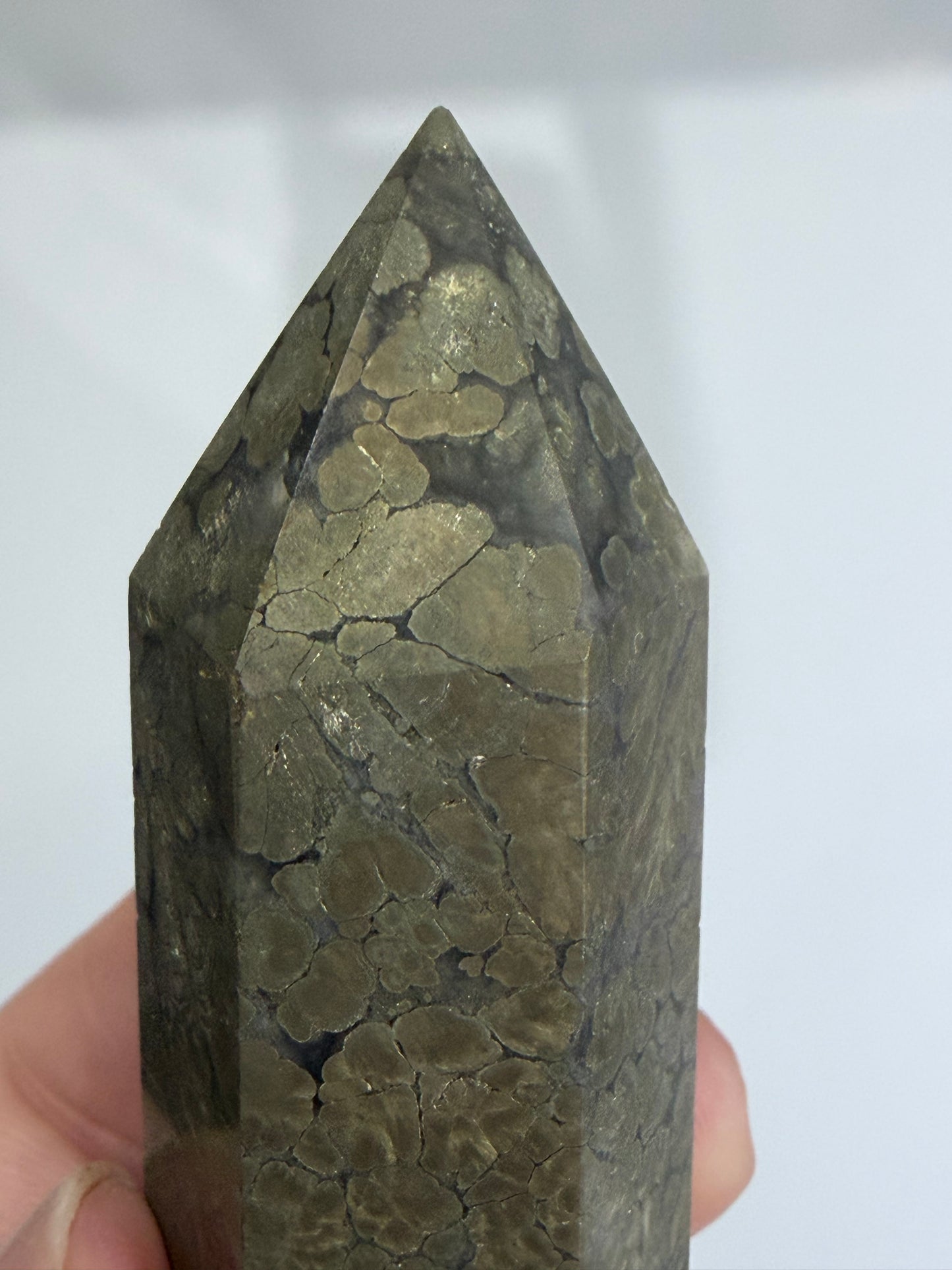 Marcasite in Agate Crystal Tower – 10cm | 158g