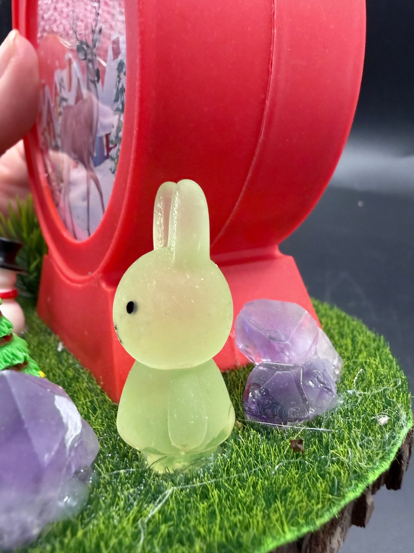 Red Christmas Lantern Scene – Blue LED Light