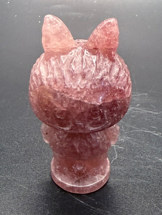 Strawberry Quartz Labubu Carving 7.7cm