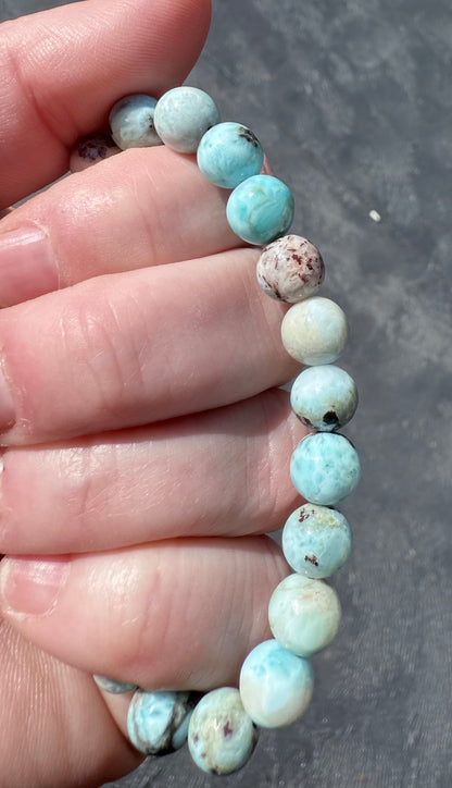 Rare Larimar 8mm Bracelet - Crystal wonderland By Lisa