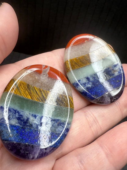 7 Chakra Palm Stone (Bonded) – Oval Worry Stone
