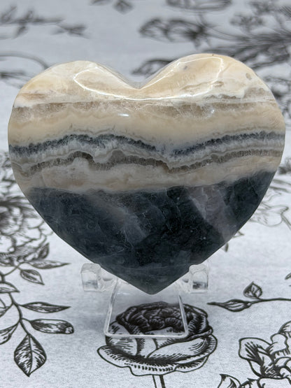 Fluorite in Matrix Heart – UV Reactive 133g | 6.2 x 5.7cm