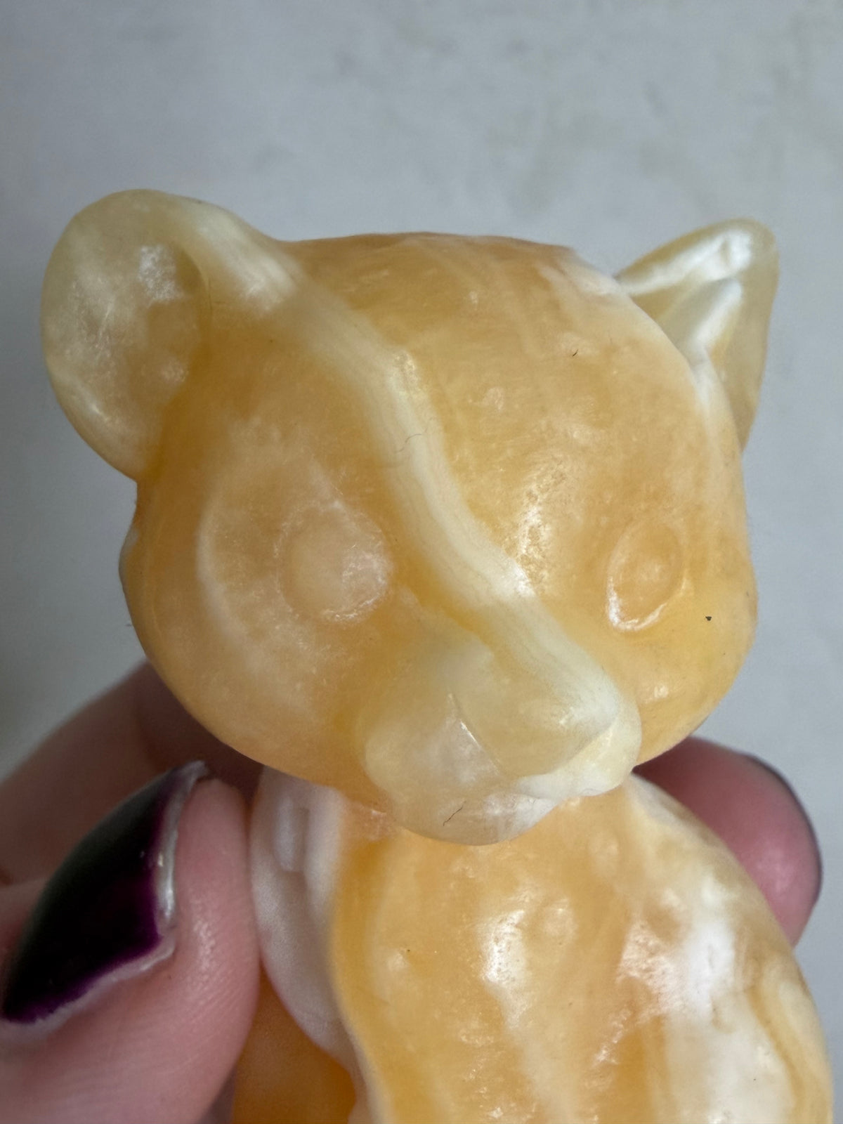 Orange Calcite Leopard Cub Carving – 6.2cm