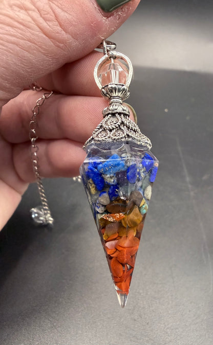 Orgonite Chakra Pendulum with Crystal Chips