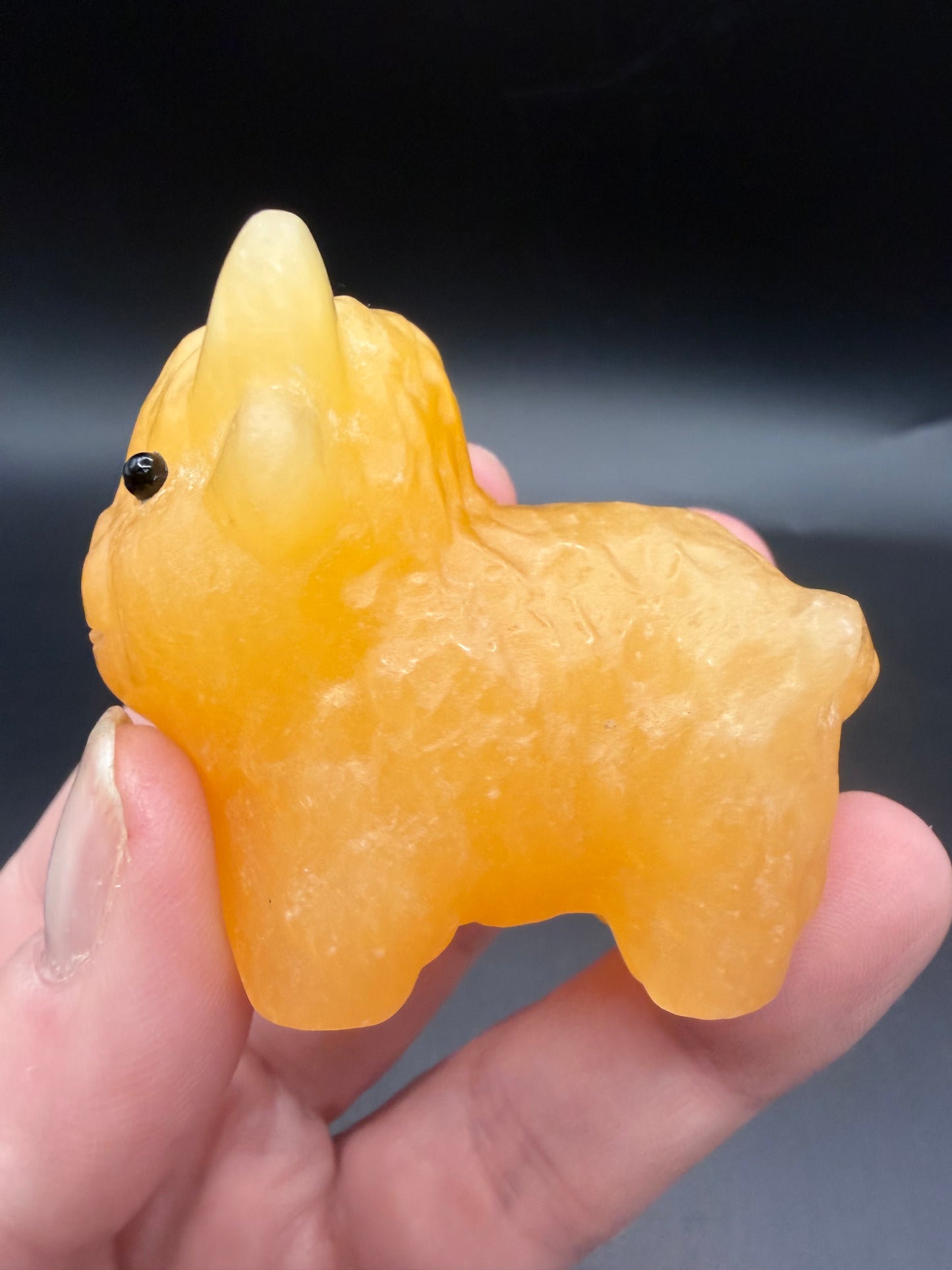 Orange Calcite Highland Cow Crystal Carving – 5.5cm