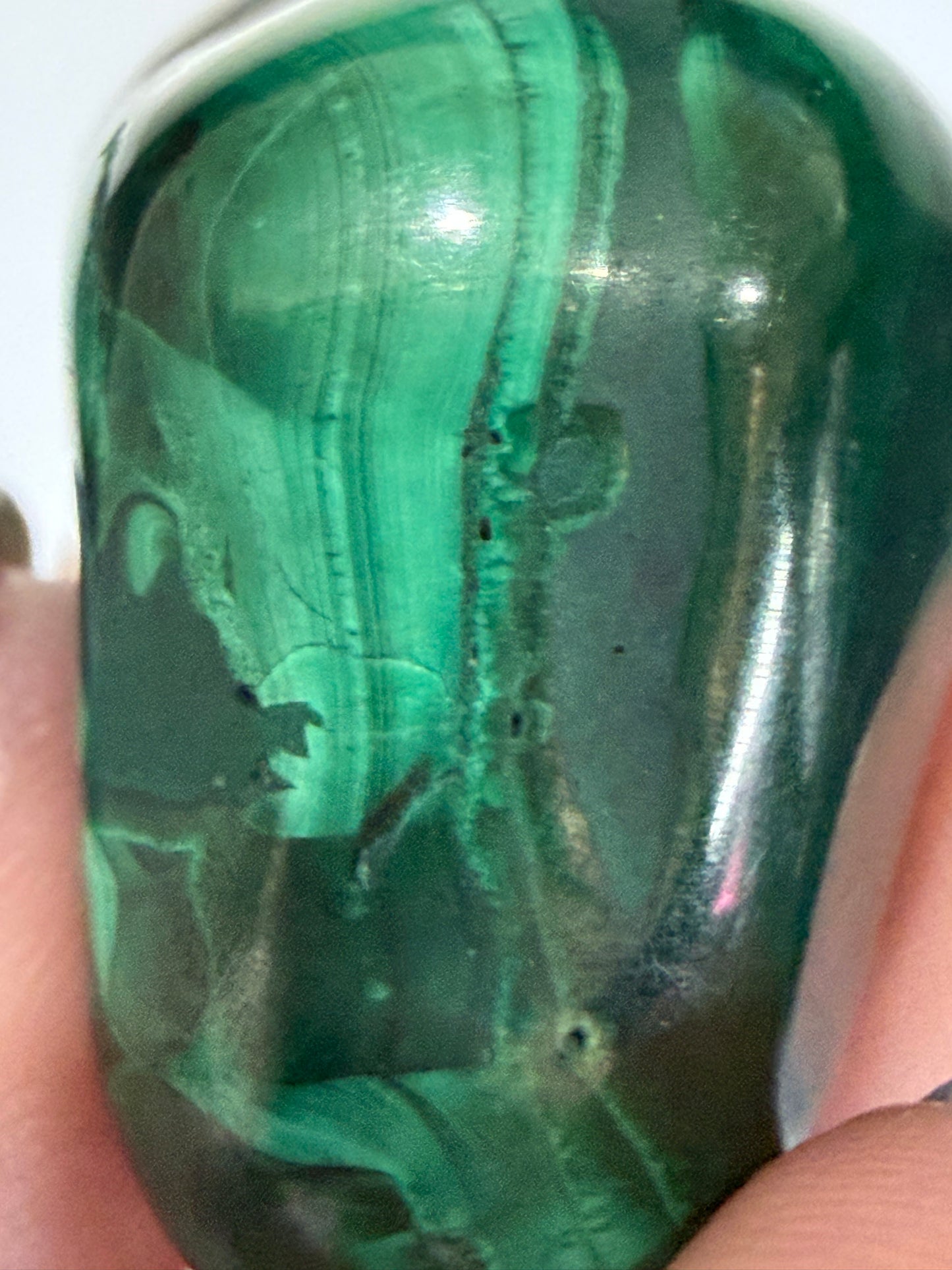 Malachite Tumble Stone – Banded & Eye Pattern B -
