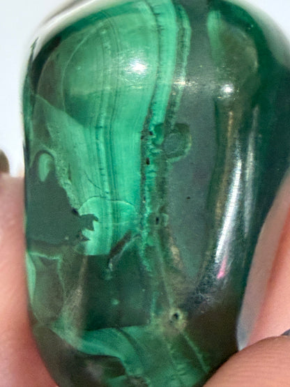 Malachite Tumble Stone – Banded & Eye Pattern B -