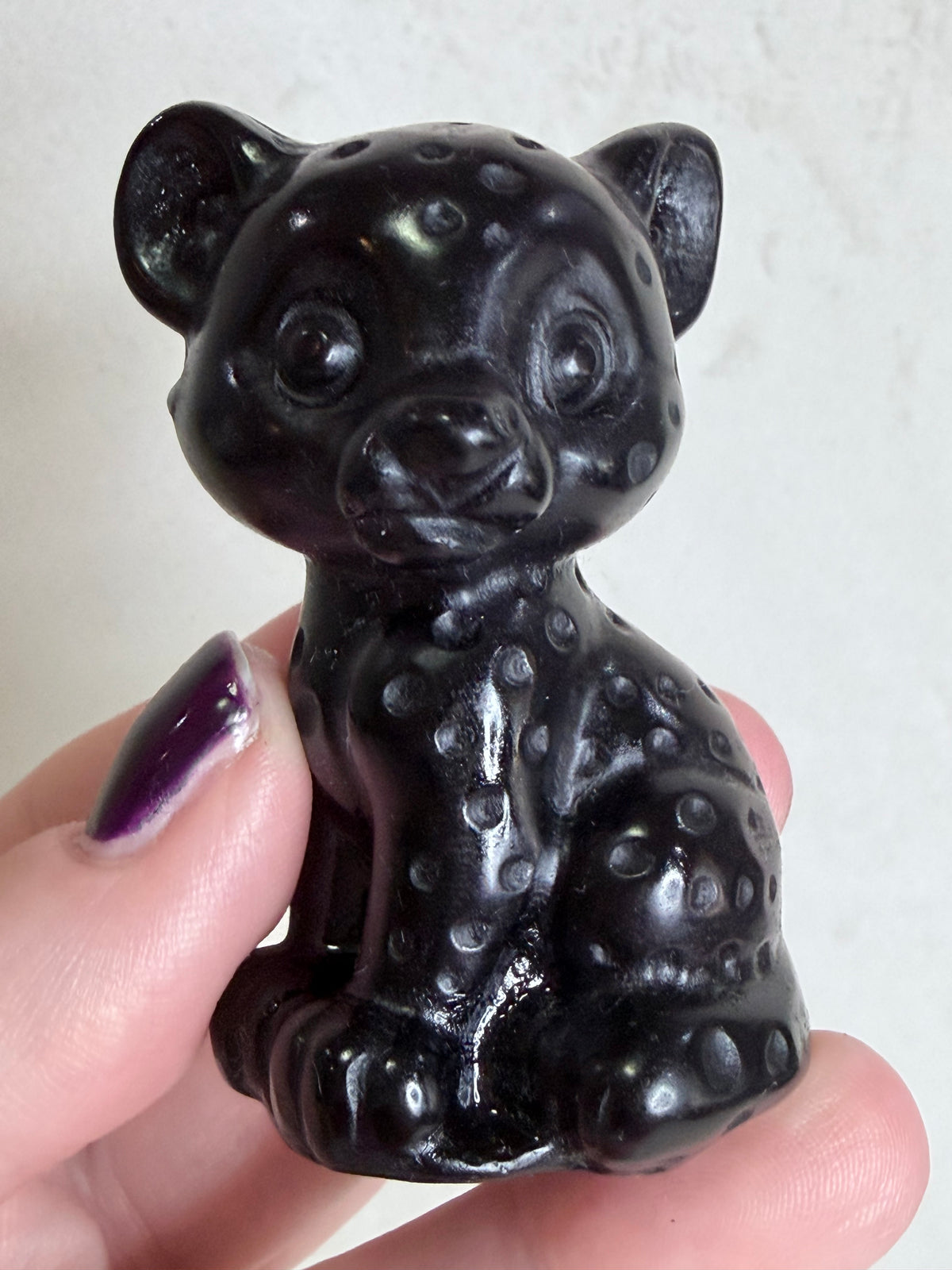 Black Obsidian Leopard Cub Carving – 6.2cm