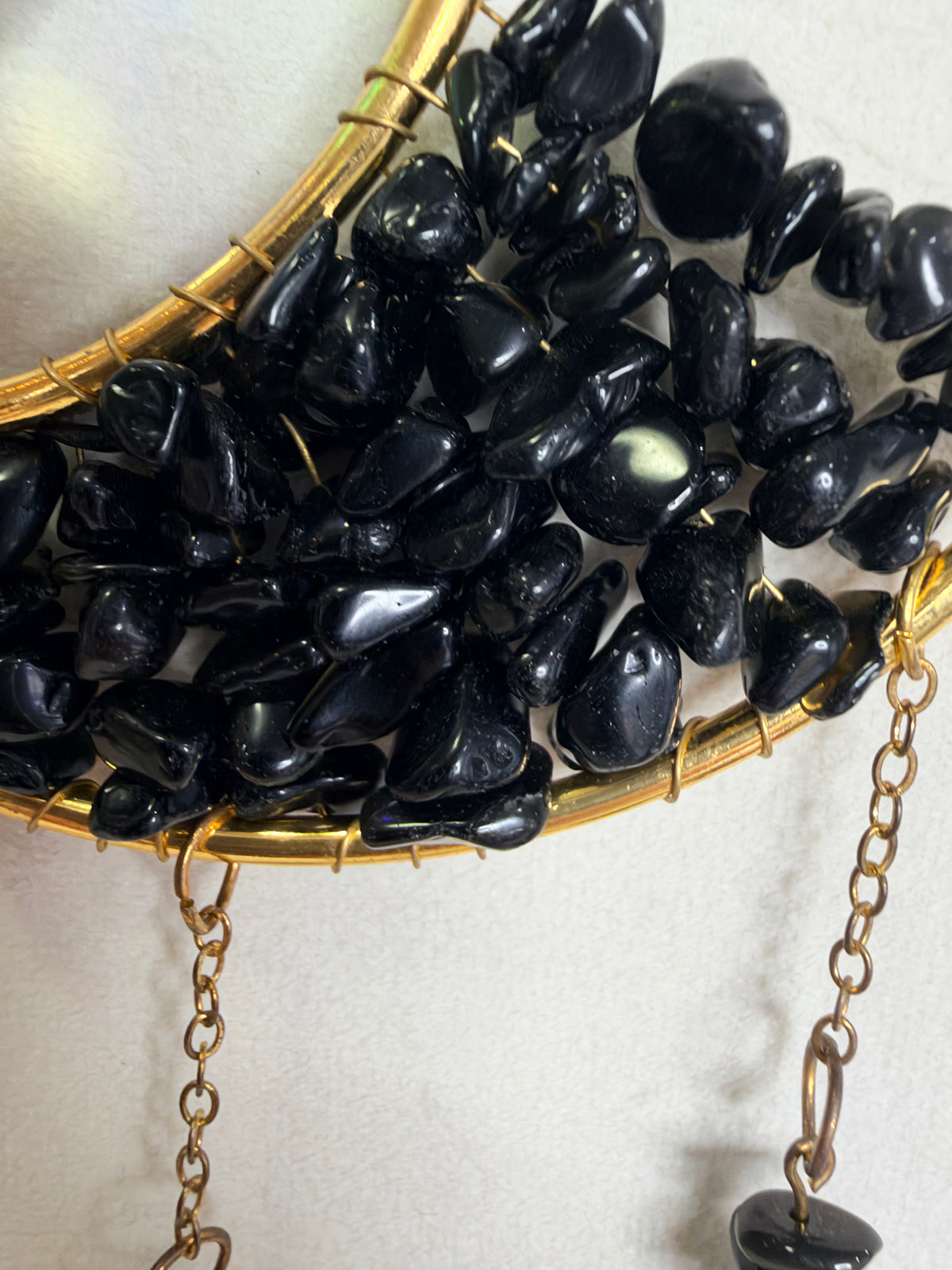 Black Obsidian Crescent Moon Suncatcher – 35 × 10cm