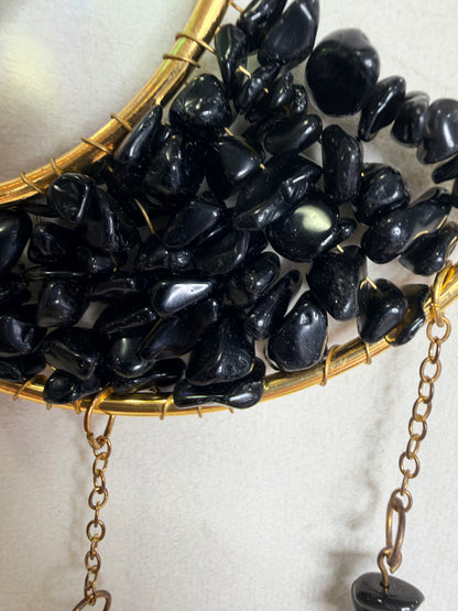 Black Obsidian Crescent Moon Suncatcher – 35 × 10cm