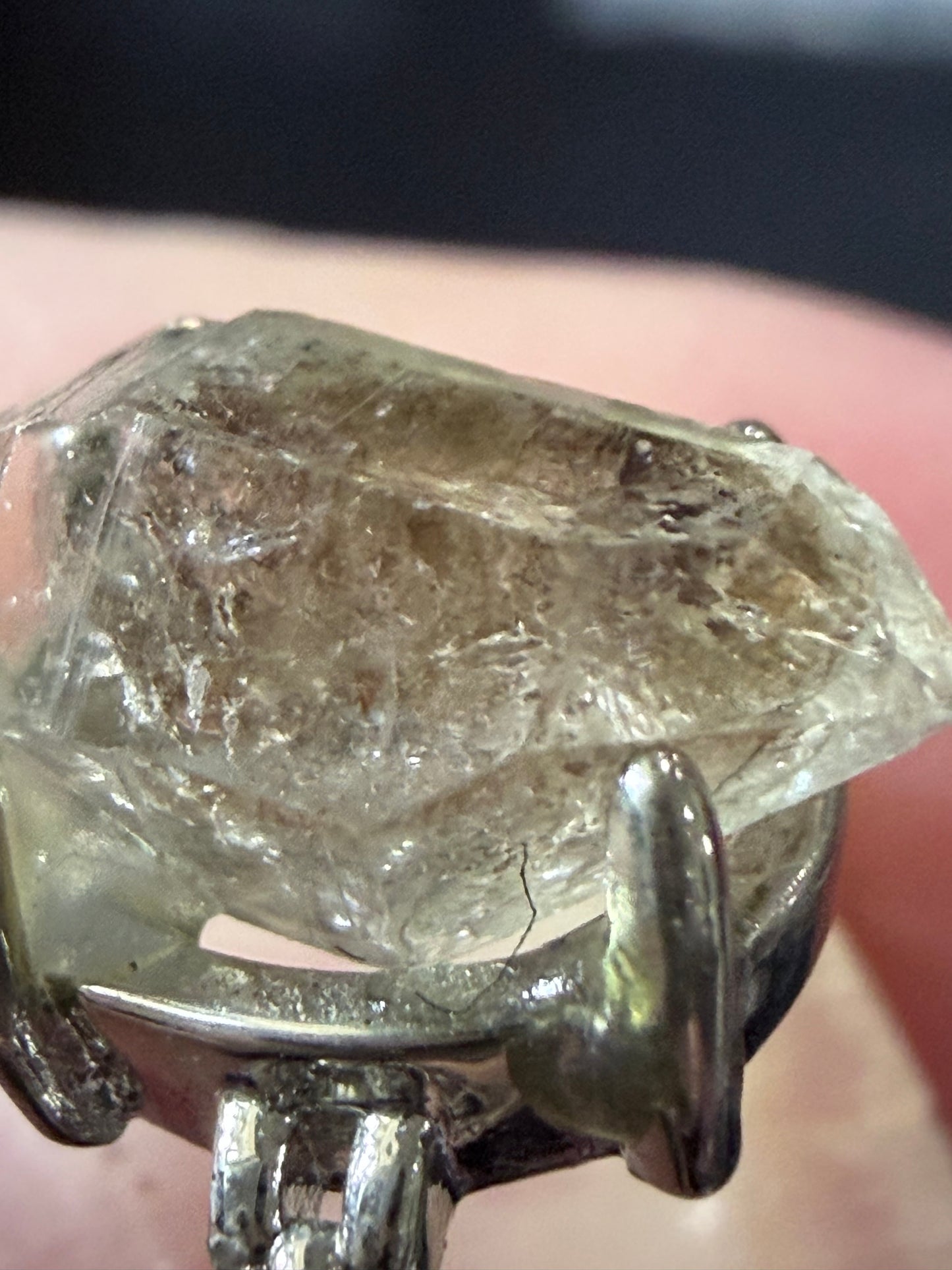 Natural Herkimer Diamond Quartz Ring | Double-Terminated Crystal E