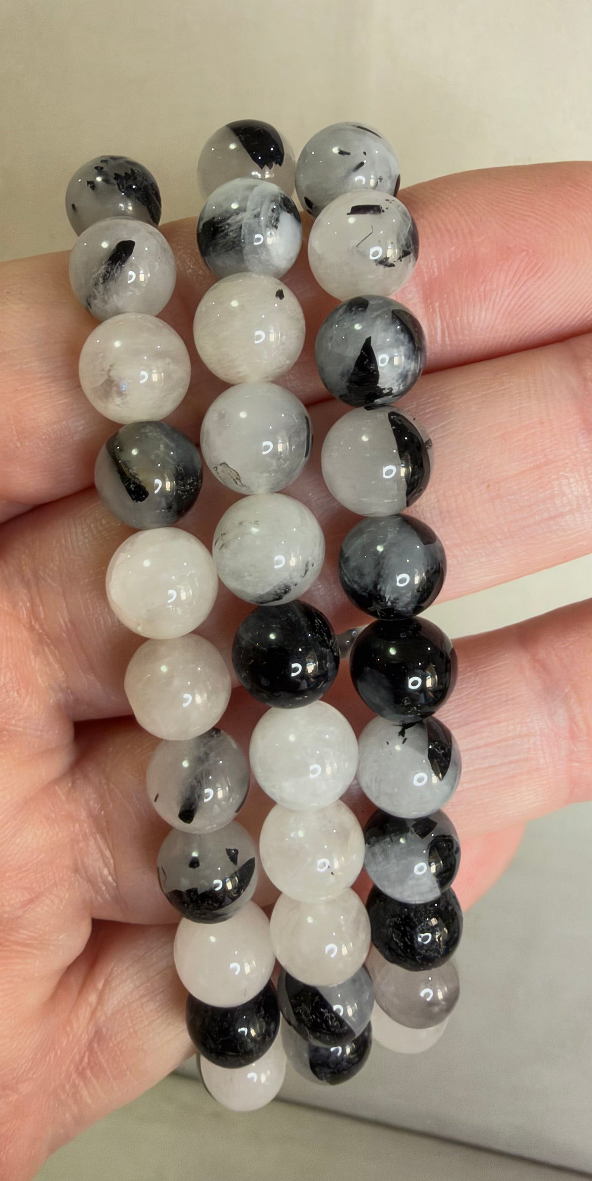 8mm Black Tourmaline in Quartz Bracelet