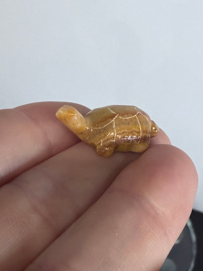 Brown Banded Calcite Turtle Family Carving – Set of 6