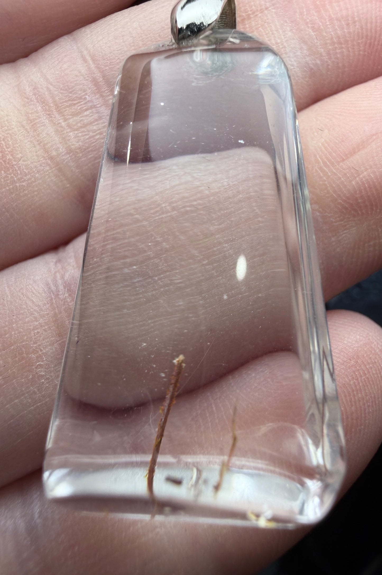 Red Tourmaline in Quartz Pendant with Natural Rainbow (3.5cm)