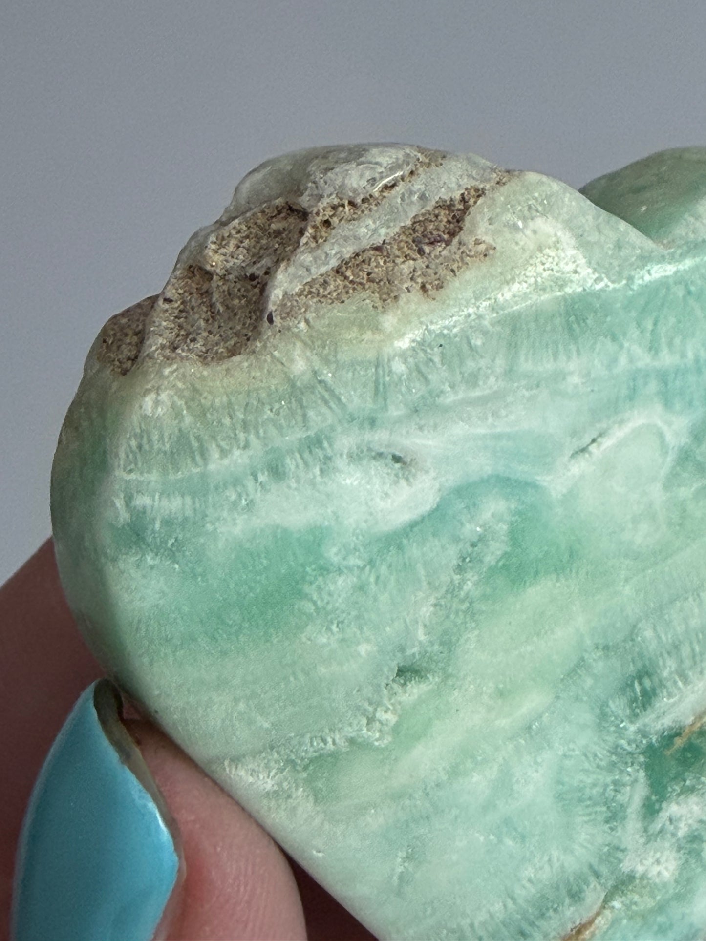 Blue Aragonite Heart – Self Standing B - 5.6cm