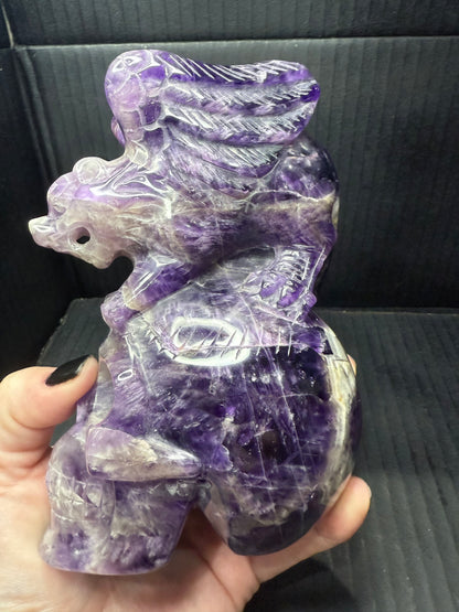 Amethyst Skull with Dragon