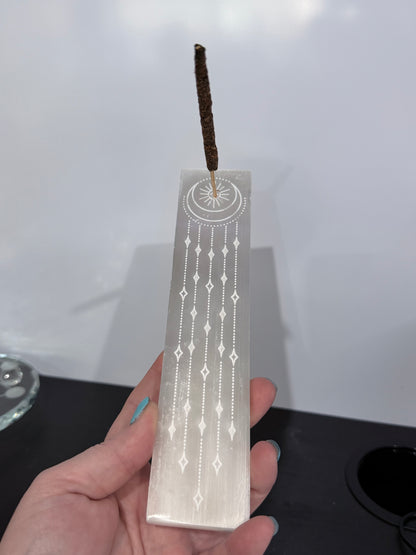 Selenite Dream Catcher Incense Holder - 20cm