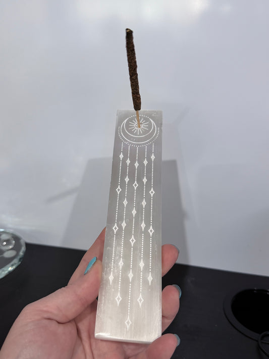 Selenite Dream Catcher Incense Holder - 20cm