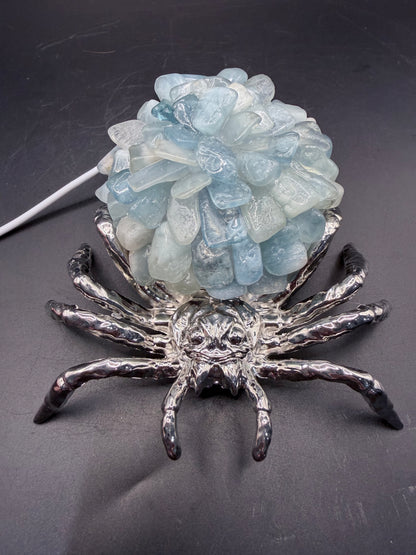 Aquamarine Crystal Spider Lamp