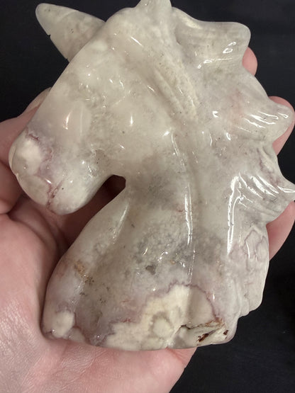 Flower Agate Unicorn Carving – 10cm | 351g