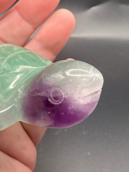 Rainbow Fluorite Turtle Carving