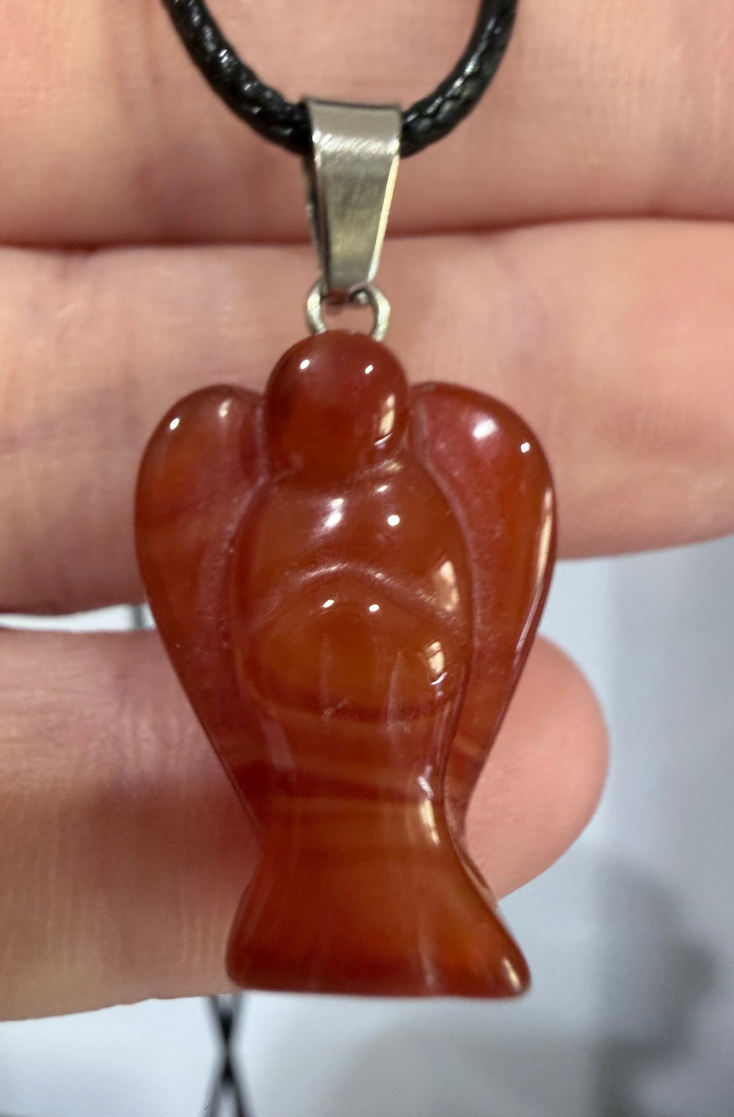 Carnelian Angel Crystal Pendant – 2.2 × 1.6 cm