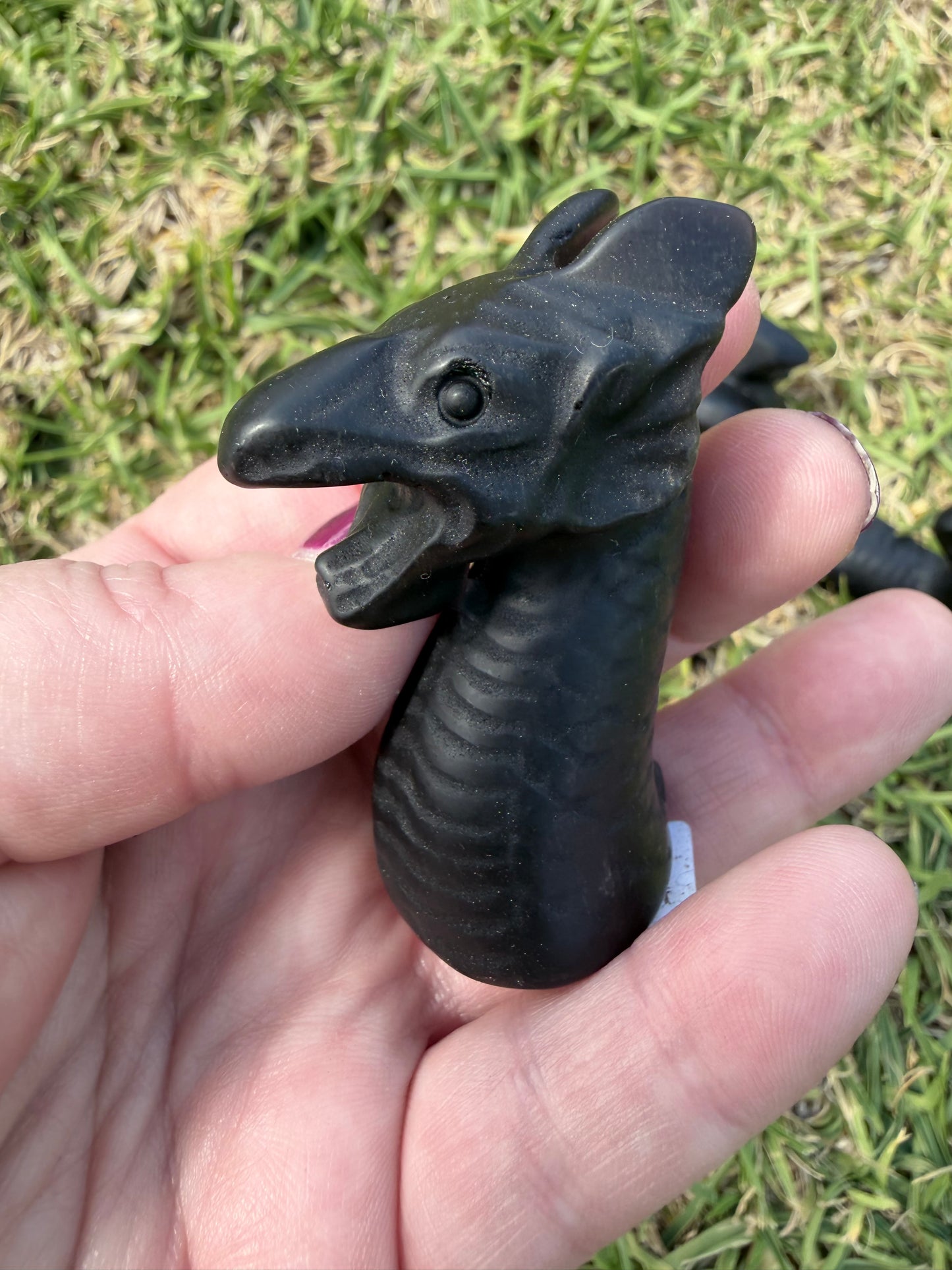 Black Obsidian Dragon Carving