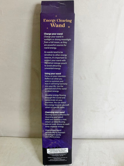 Aura Quartz Energy Clearing Wand with Storage Pouch